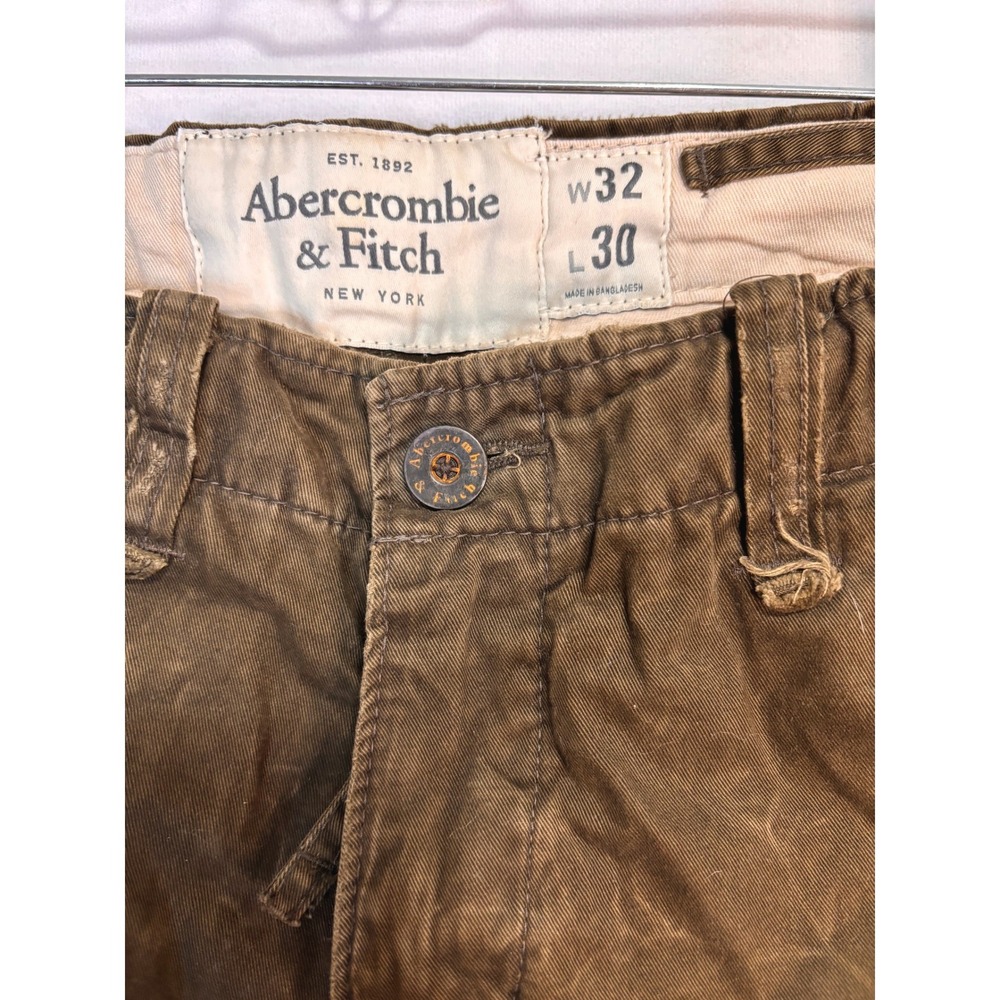 VTG Abercrombie & Fitch Cargo Pants Men 32x30 Olive Green Distressed Utility Y2K - Picture 3 of 11
